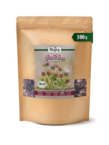 Biojoy Té de Trébol Rojo Orgánico (100 g), Flores enteras con Cáliz (Trifolium pratense)