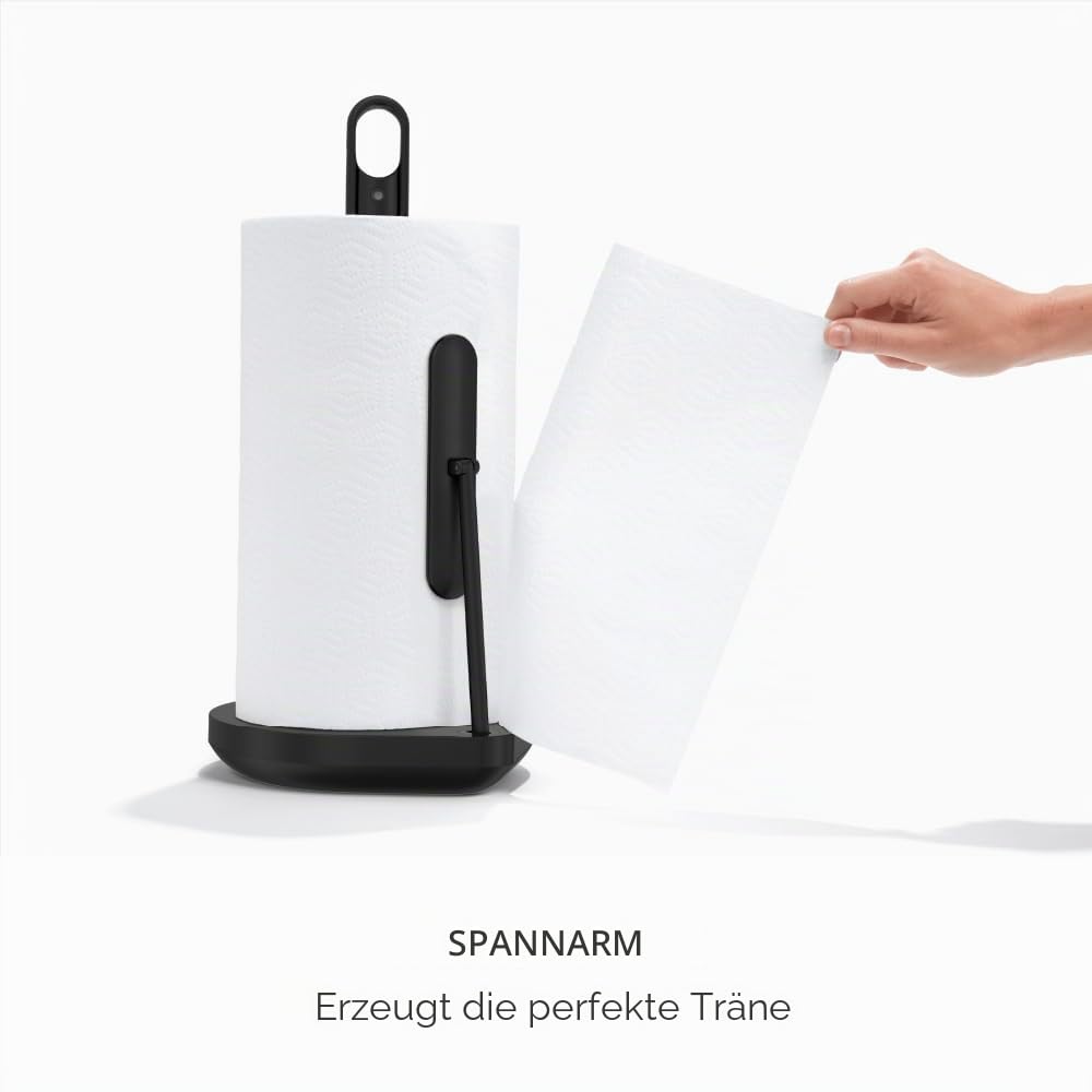 simplehuman Stehender Papierhandtuchhalter mit Sprühpumpe, schwarzer Edelstahl