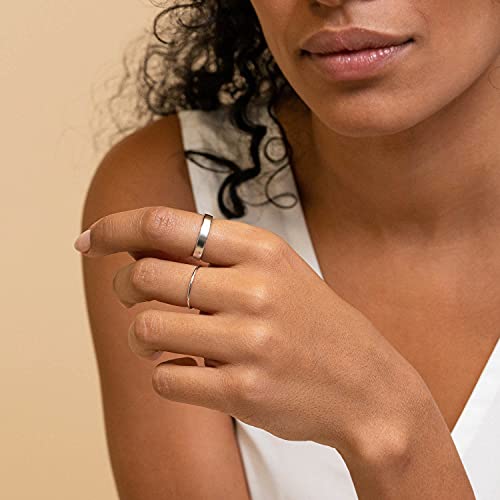 Nokmit 3Pcs 1Mm Thin Silver Rings For Women Girls Cute Stacking Stackable Stainless Steel Ring Plain Thumb Pinky Band Non Tarnish Comfort Fit Size 5 To 10 (9) #TOP6