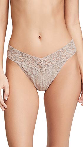 Hanky Panky Women's Signature Lace Original Rise Thong Panty, Taupe, One Size