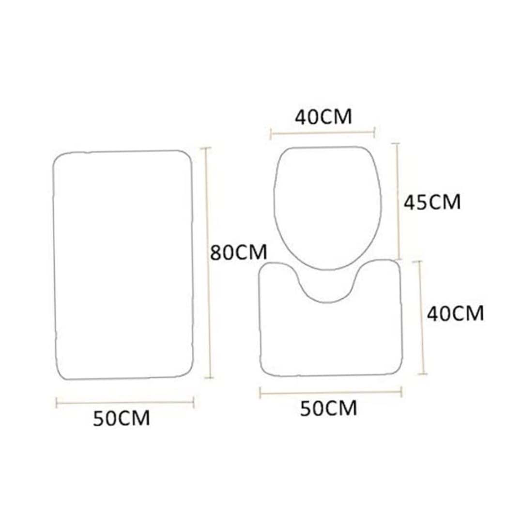 Lot de 3 Tapis de Bain antidérapants en Polyester Doux pour Salle Bain - 50 x 80 cm - et Or