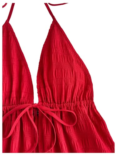 SOLY HUX Women's Plus Size Halter Tops Y2k Tie Front Peplum Split Summer Going Out Cami Top Beachwear3