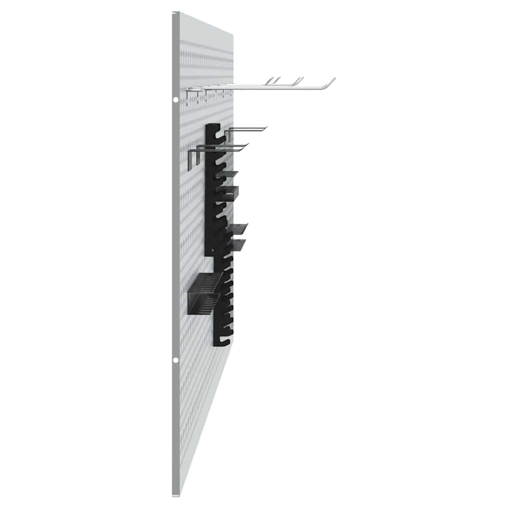 Pannello da parete per attrezzi, grigio in legno e acciaio, 150 x 1 x 60 cm, set da 3 pezzi, per officina, garage, cantina, montaggio a parete e salvaspazio, per attrezzi e piccoli pezzi