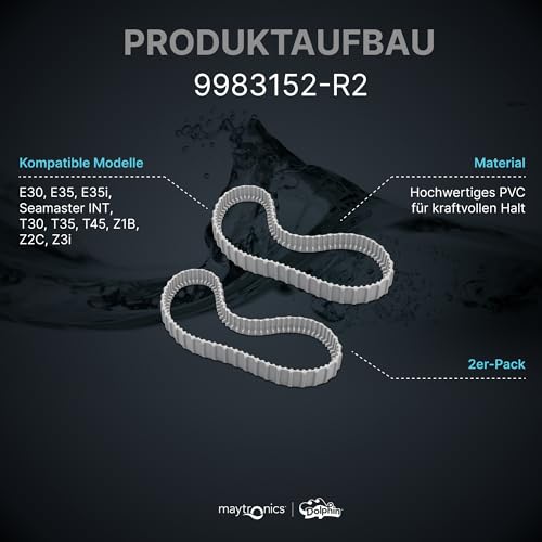 Dolphin Original-Ersatzteil - Langlebige graue Zahnriemen (2 Stück) - Teilenummer 9983152-R2