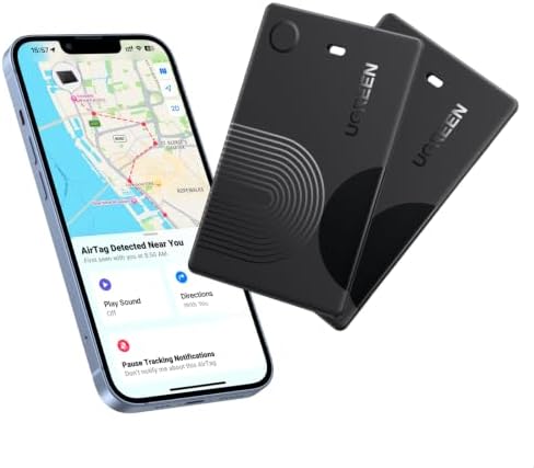 UGREEN FineTrack Slim (2er Pack) kompatibel mit Apple Find My (nur iOS) | Bluetooth Tracker Karte bis zu 7 Jahre Batterielebensdauer, 100dB Piepton, Geldbörsenfinder für Reisepass,