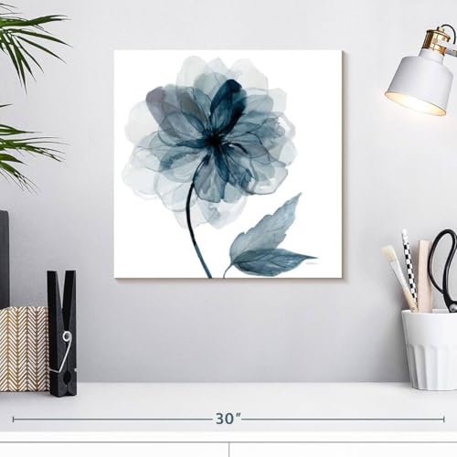 ElephantStock - Floral Indigo Bloom I Wall Art - Square Canvas Wall Art - Living Room Wall Decor - Watercolor Flower Canvas Art - White And Blue Decor by Carol Robinson - 16" x 16" by ElephantStock - Used condition - Image 2