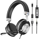 Wantek USB Headset with Microphone for PC Laptop, Noise Cancelling Business Office Headsets For Call Center Working Team Meeting Online Conference
