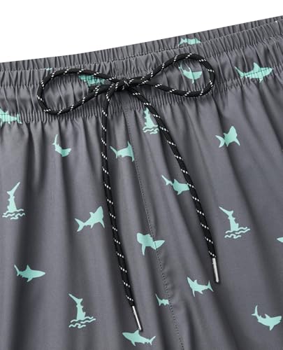 Image of Gleeease 7inch Mens Swim Trunks 2 in 1 with Compression Liner Pockets Drawstring Quick Dry Stretch Lined Funny Beach Pool