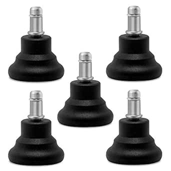 Guildrey Bell Glides Replacement, 7/16” (11mm) Stem Diameter, Fixed Stationary Caster for Office Chair, Low Profile - Set of 5 (Black)