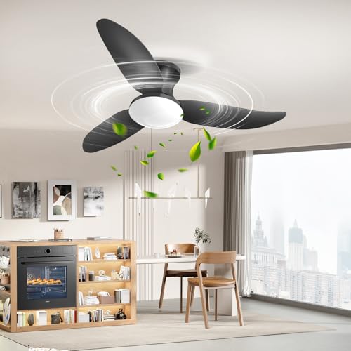 Litglobe Ventilatore da Soffitto con Luce e Telecomando,100cm 3 Pale Lampadario con Ventilatore,Silenzioso Lampada Ventilatore da Soffitto con 3 Colori Dimmerabile,6 Velocità,Reversibile,Timer,Nero