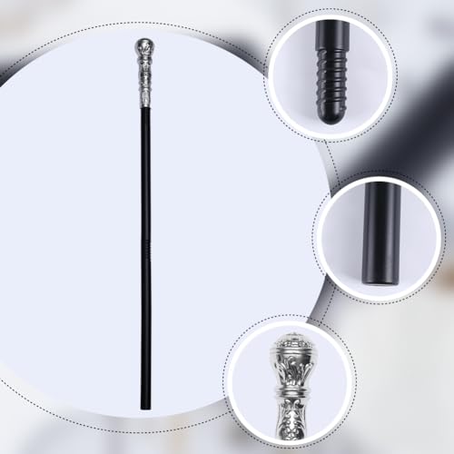 GORGECRAFT Zuhälterstock 5-Teiliges Set Vintage Gothic Gehstock Herren Cosplay-Kostüm Gehstock Mit Silbernem Knauf Zaubererzepter Zauberstab Für Halloween Erwachsene Prinzen Hexen Rollenspiele