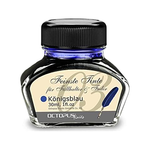 Füllhaltertinte im Tintenglas, Schreibtinte für Füllhalter, Füllertinte in Königsblau löschbar 30ml im Tintenfass, Kalligraphie Tinte Cover