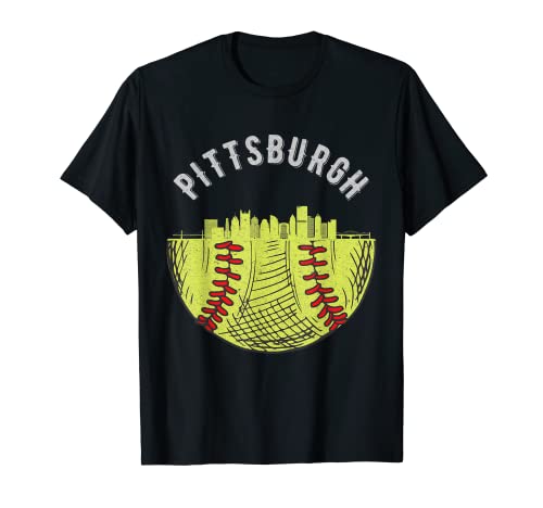 Cool Pittsburgh PA Skyline Softbol Fan City Downtown Camiseta
