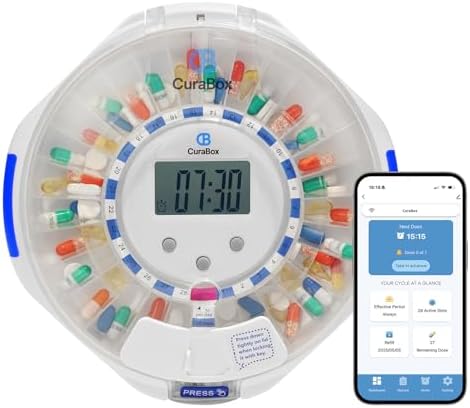 Amazon.com: CB CuraBox Automatic Pill Dispenser for Elderly with Alarm ...