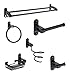 Produktbild Aluminium Zubehör for das Badezimmer Set Handtuch Handtuchring Handtuch Handtuchwärmer Wand Toilettenpapierhalter Gesundheit Haar Rahmen Schwarz 127 (Color : 6pieceset)