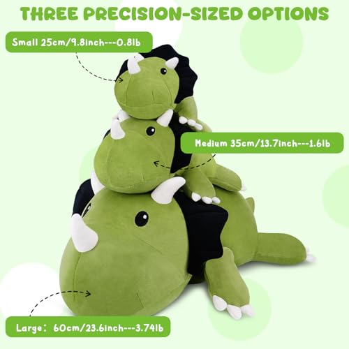 Image of TOYSYM Weighted Stuffed Animals Triceratops, Dinosaur Plush with Weighted Beads, Cute Triceratops Dinosaur Stuffed Animals Pillow Gifts for Adults Kids Boys Girls 13.8inch