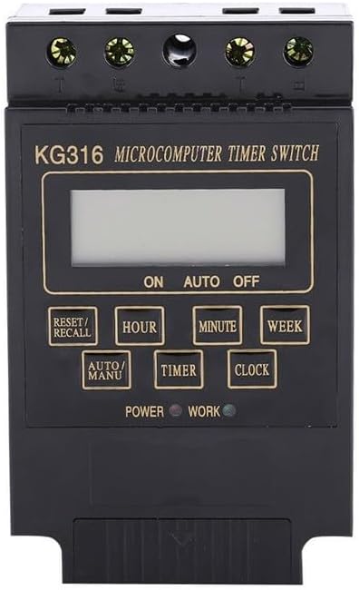 KG316T Digital Programmable Timer Switch, 110V/220V AC 10A Microcomputer Controller with LCD Display for Street Lights, Neon Signs, and Home/Industrial Appliances(220V)