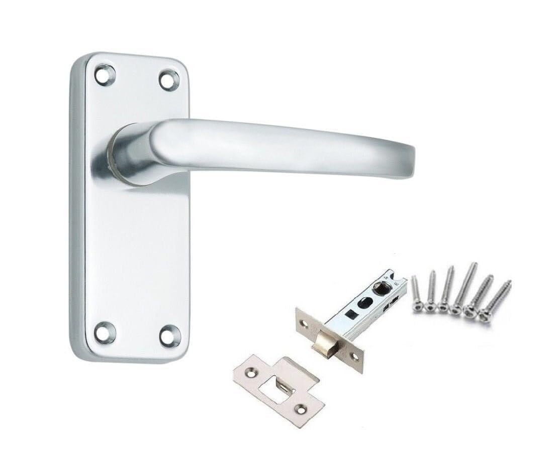 Euroart Aluminium Lever Latch Handle Set for Internal Door with 64mm Tubular Latch