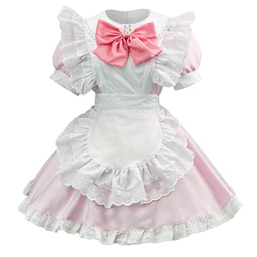 Beokeuioe Lolita Vestidos Anime French Dress Lindo para Halloween Carnaval Estilo Japonés Maid Traje Princesa Vestido Niñas Encaje Capa Volantes Dobladillo Cosplay Disfraz Fiesta, rojo, S