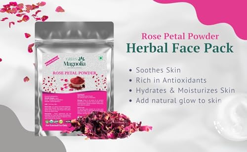 Image of Pure & Natural Rose Petal Powder for Face & Skin No Chemicals No Artificial Color Ideal For Skin Refreshing Cleansing & Glow (50gm)