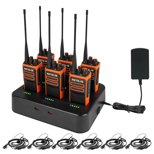 Image of Retevis C6 GMRS Walkie Talkies with Earpiece & 6-Way Charger, Fast-Charging | Two-Way Business Radios Long Range, 1500mAh, Type-C, GMRS Repeater Compatible, High Performance, for Commercial Security