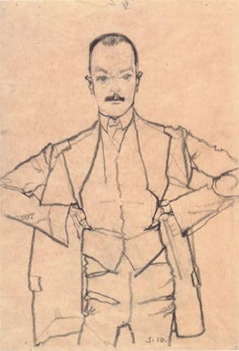 Ritratto Arthur Roessler di Egon Schiele en lienzo decorativo texturizado