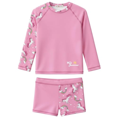 Image of weVSwe Girls Rash Guard Set 2-Piece UPF 50+ Sun Protection Swimsuit 2T-14 Years