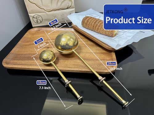Image of JETKONG Large Flour Sifter, Baking Sifters with 18 /8 Stainless Steel Dusting Wand for Sugar, Flour and Spices, Set of 2 (Large, Gold)