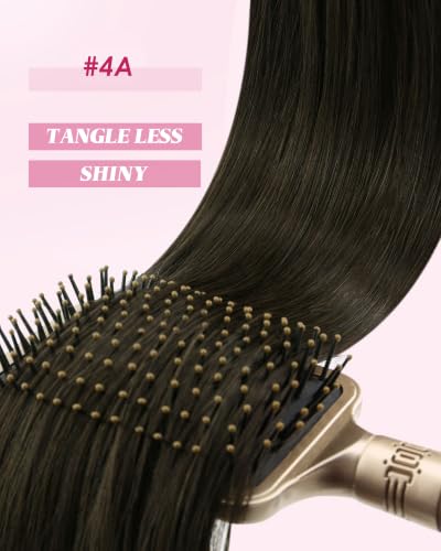 Image of YoungSee Micro Loop Hair Extensions Real Human Hair Ash Brown Micro Bead Hair Extensions Dark Brown Bead Extension Human Hair Invisible Microring Hair Extension 20 Inch 50 Strands 57g