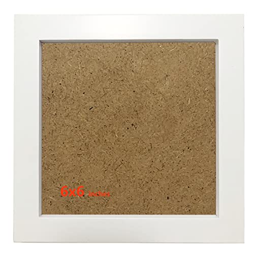 Image of 6x6 Picture Frames White Solid Wood Frame.Plastic Panels. The Protective Film Must be Removed.