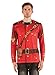 Faux Real Men's Canadian Mountie Long Sleeve Halloween Shirt, Red, Medium