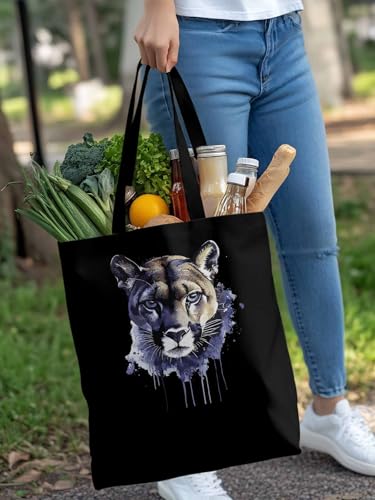 Canvas Tote Bag, Watercolor Lions Graffiti Aesthetic Canvas Tote Handbags for Women Shoulder Bag,4
