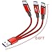 0.6FT 2Pack USB A to Multi 3 Type C Splitter Cable, 3 in 1 Multi Charging Cable Nylon Cord, USB A to 3 USB C Port Compatible with Apple i-Phone 15,iPad Pro/Air,Sam-sung S24 S23,Moto,Google Pixel 8,Red