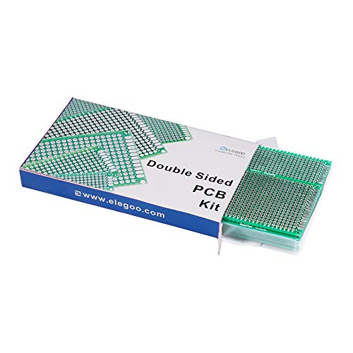ELEGOO 32 Pcs Double Sided PCB Board Prototype Kit for DIY Soldering with 5 Sizes Compatible with Arduino Kits