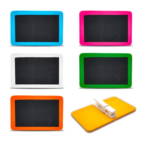 Lot de 6 étiquettes pour plantes en bois avec clip – tableaux marque-plantes inscriptibles avec marqueur ou craie – Idéal pour les herbes aromatiques, les plantes de jardin, les pots – Marqueurs