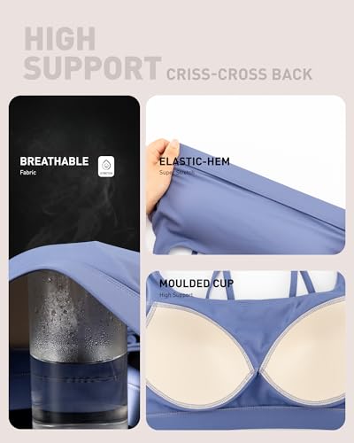 Image of RUNNING GIRL Sports Bras for Women High Support,Criss-Cross Back Strappy Bra Moulded Cup High Impact Workout Crop Tops