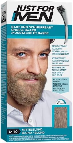Just for Men Wąsy i barwnik Mitleblond, eliminowany szary, zapewniający grubszy i pełniejszy wygląd M10