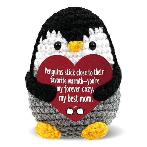 Mothers Day Mom Gifts for Mom from Daughters Sons - Handmade Crochet Penguin Gift Plush Happy Mothers Day Birthday Gifts for Moms Mother in Law Stepmom Mama Cute Best Moms Ever I Love You Gift