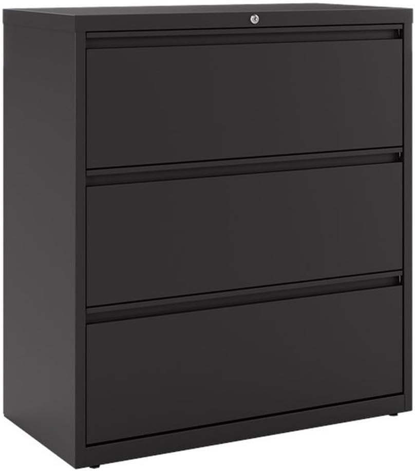 Pemberly Row 3 Drawer Metal Lateral Filing Cabinet, 36"W x 40.25"H x 18.63"D, Arctic Silver Finish, Commercial Grade, Fully Assembled, Lockable, Set of 2, Durable Office Storage with Leveling Glides