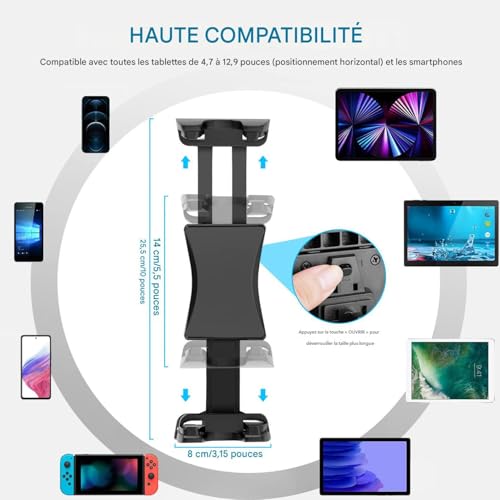 Support téléphone bureau et tablette réglable avec base antidérapante