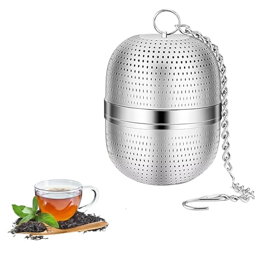 jatimdotin Filtro de Té, Infusor de Te 304 Acero Inoxidable, Filtro de té para té Suelto con Gancho de Cadena para té de Hojas Sueltas, Especias, se Adapta a Varios Tamaños de Tazas y Teteras