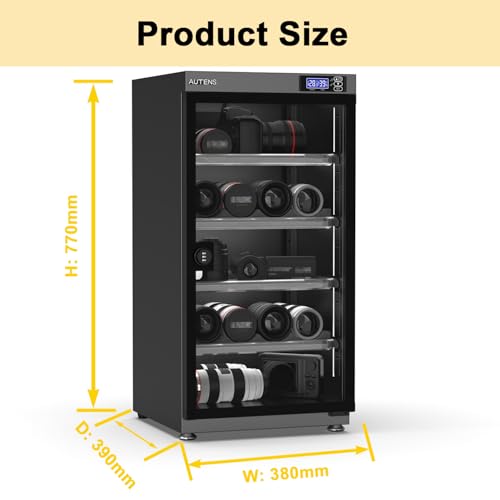 AUTENS 除湿ドライキャビネットボックス コンビネーションロック付き デジタルコントロール ノイズレス 省エネ カメラレンズ/電子機器/収集品収納用 温度湿度LEDスクリーン (100L) AD-100P の商品画像 1
