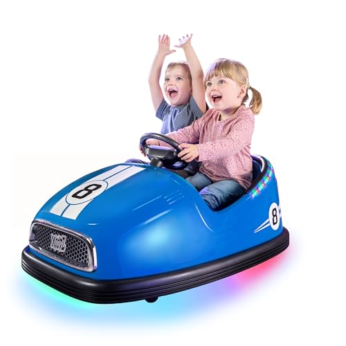 Image of Xootz Big Bumper | Two Seater Kids Electric Ride-On, 360 Rotation Spin, Steering Wheel, Remote Control, LED Lights, Blue, Age 18 Months+