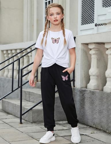 Image of Arshiner Girls Clothing Sets Tie Dye Twist Front Tops & Sweatpants Outfits Sportwear Sweatsuits Tracksuits 4-13 Year