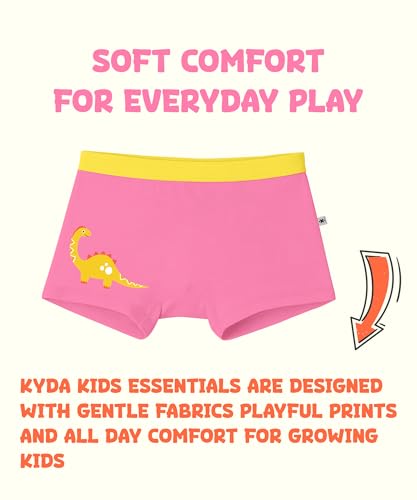 Image of KYDA KIDS Girls Premium Lycra Cotton Printed Panties Soft Waistband Regular Fit Trunks Breathable Daily Innerwear Multicolor Ages 2 to 14 Yr | Pack of 3