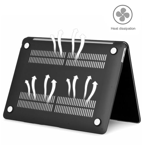 Image of EooCoo Case Compatible for MacBook Air 13.3 inch M1 2021-2018 Release,A2337 A2179 A1932 with Retina Display Touch ID,M1 Air 13 Plastic Hard Shell Cover&TPU Keyboard Skin&Screen Protector - Matte Black