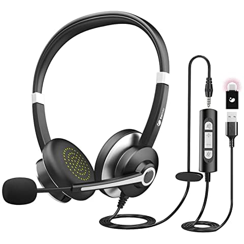 Earbay USB Headset with Noise Cancelling Mic Cover