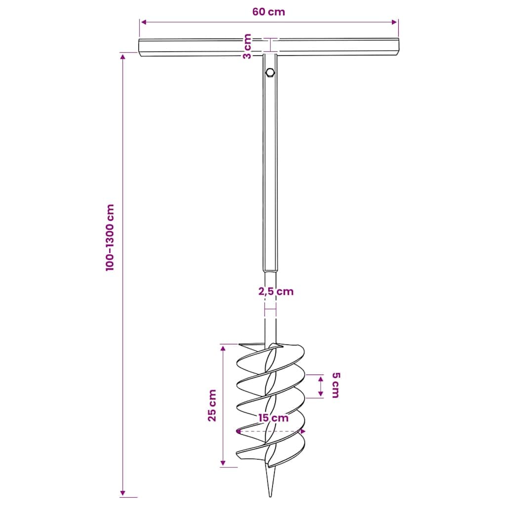 vidaXL Taladro de Tierra con Mango 150 mm con un Tubo de Extensión 13 m Acero
