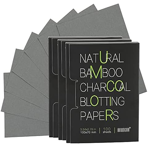 Mirucoo 300 Count Natural Bamboo Charcoal Blotting Papers Organic Facial Oil Absorbing Sheets for Oily Skin Care Daily Oil Control Linen Tissues (100 PCS/PK, 3 PKS) Cover