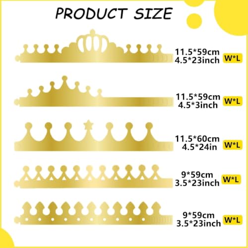 Gold Paper Crowns, 10Pcs Birthday Crowns with 6 Sheets Jewels Gem Stickers - image 3